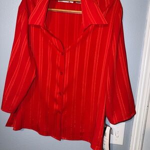 Sarah Bentley Stretch Artisan Scarlet Button Down Shirt